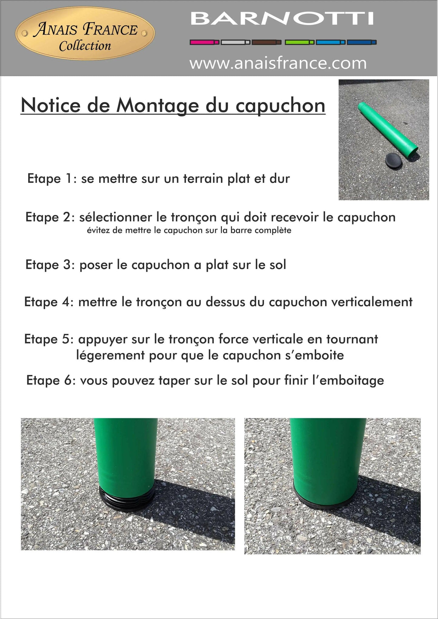 Capuchon pour tronçon.